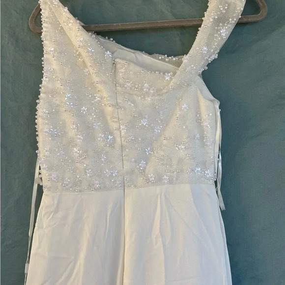 NWT MAC DUGGAL Embellished drop shoulder column gown, Ivory Sz 2 Beaded Sequins - Picture 8 of 12